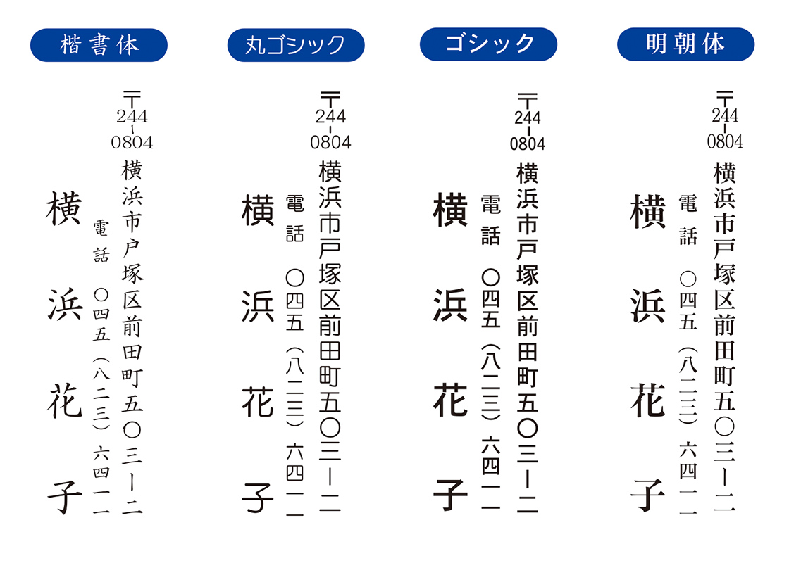 差出人のフォントの種類