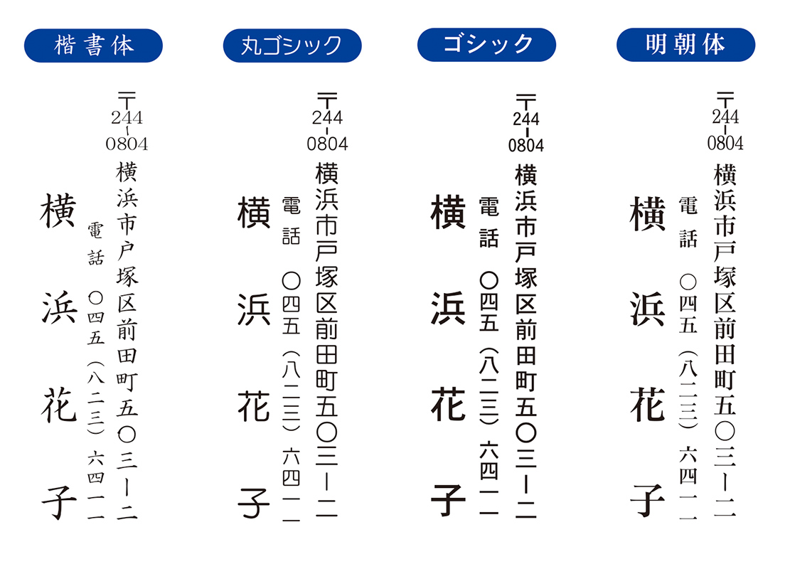 差出人のフォントの種類
